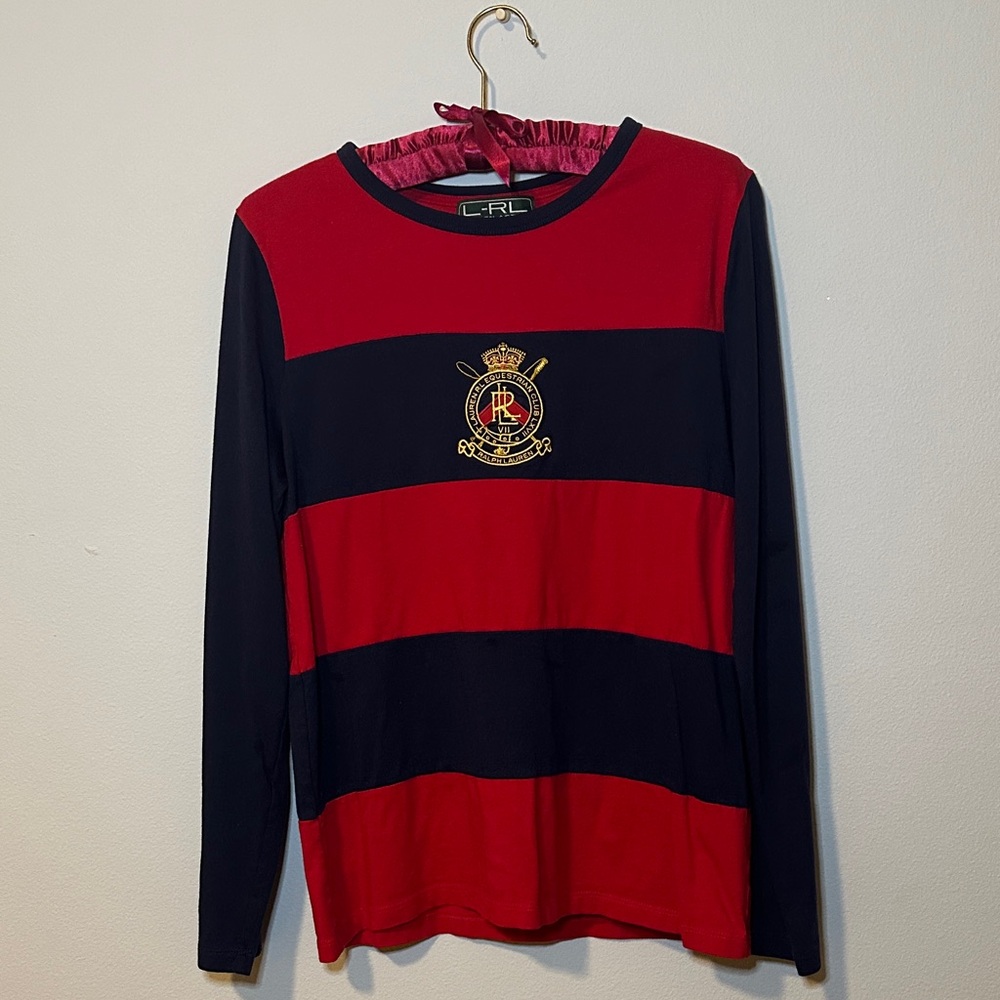 Ralph Lauren Red and Dark Blue Striped Long Sleeve